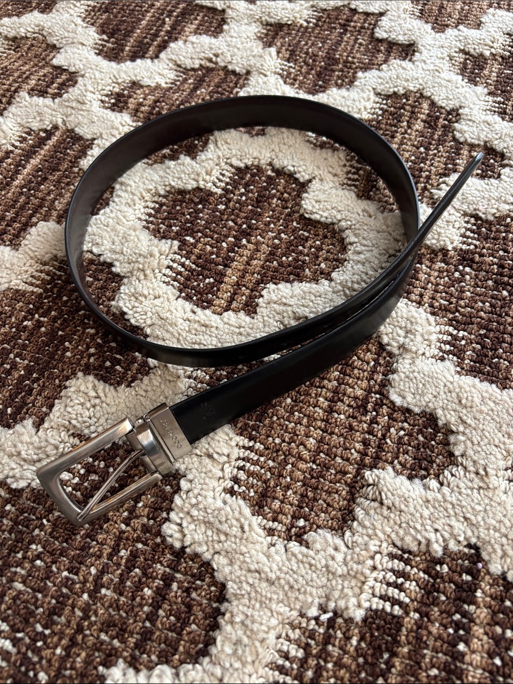 Dockers Black Men's Leather Belt with Silver Buckle 34/35